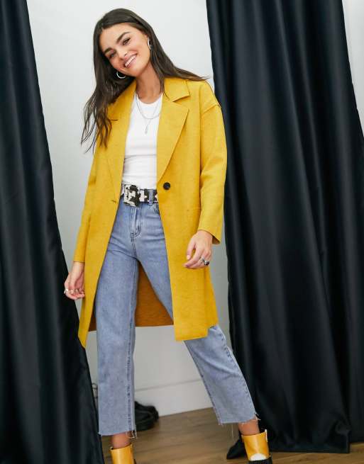 Only - Manteau style gilet long - Jaune | ASOS