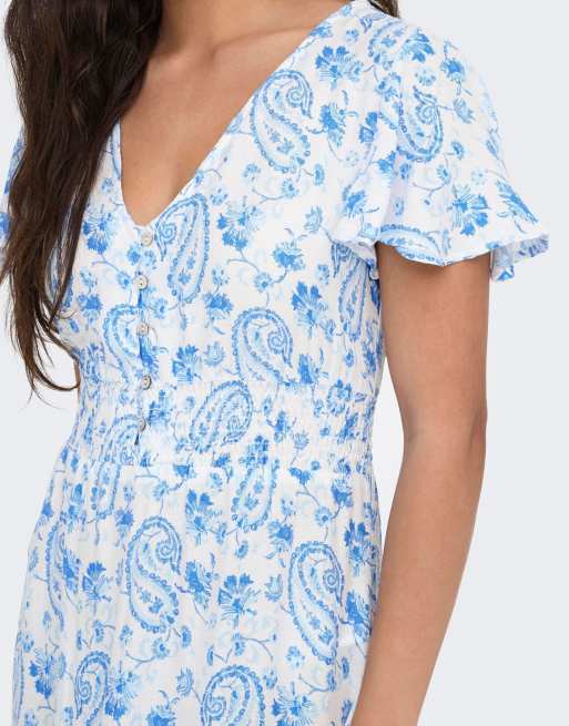 ONLY Marianne Life midi-jurk met korte mouwen in wit, 5 van 7