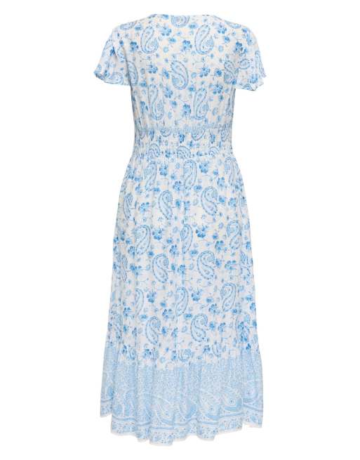 ONLY Marianne Life midi-jurk met korte mouwen in wit, 7 van 7