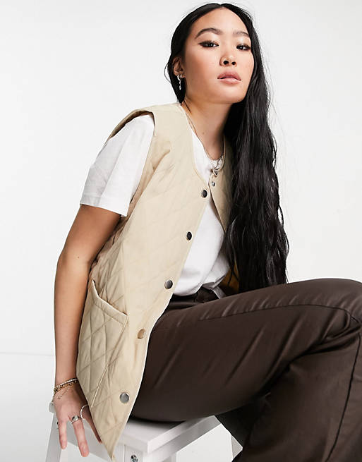 Only marie quilted gilet in beige