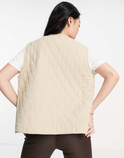 Only Marie quilted vest in beige, 2 of 4