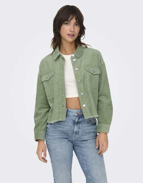 ONLY Marina-Eny chaqueta de pana de manga larga en verde - view 1