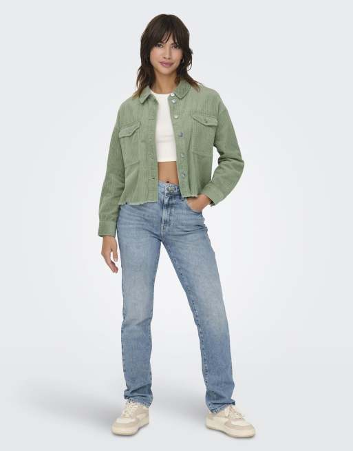 ONLY Marina-Eny chaqueta de pana de manga larga en verde, 3 de 7