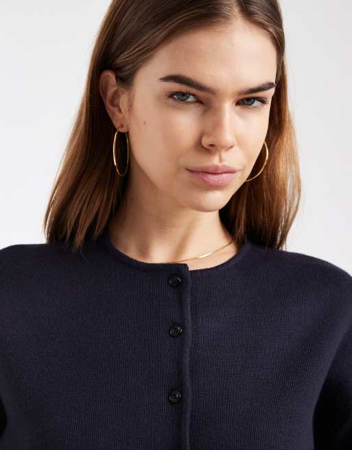 ONLY - Marineblå strikket cardigan med O-hals, 3 af 4