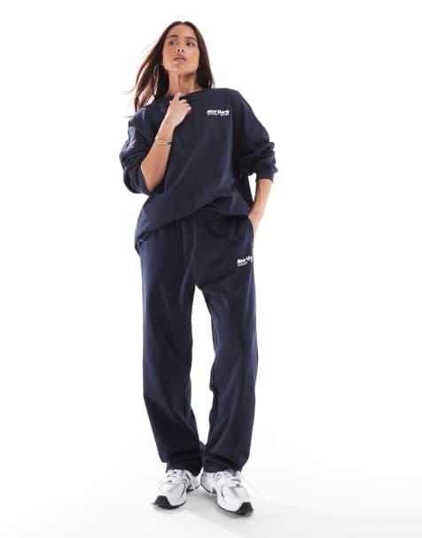 ONLY - Marineblåt oversized sweatshirt-sæt med 'New York'-print - view 1