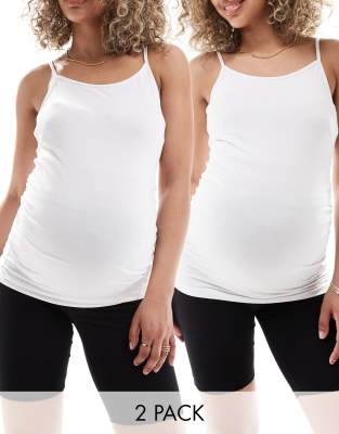 Only Maternity ONLY Maternity 2 pack jersey shorts in black