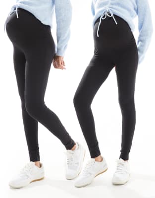 Only Maternity ONLY Maternity 2-pack leggings in black