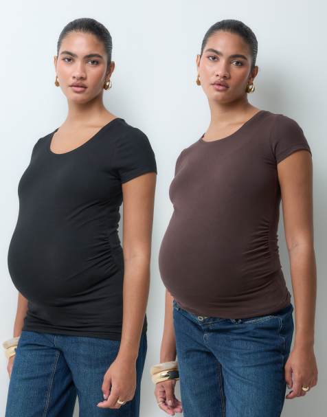 ONLY Maternity 2-pack t-shirts i svart och chocolate - view 1