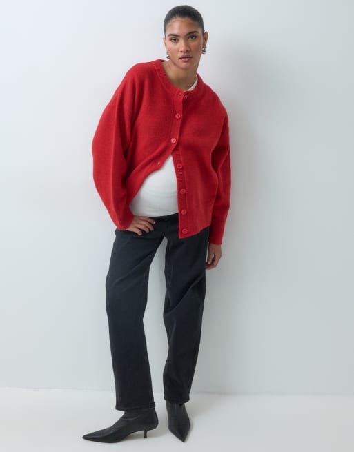 ONLY Maternity barrel leg jeans in black denim, 4 of 5