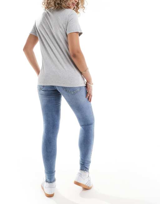 Only Maternity - Blush - Jeans skinny blu medio con fondo sfrangiato , 3 di 5