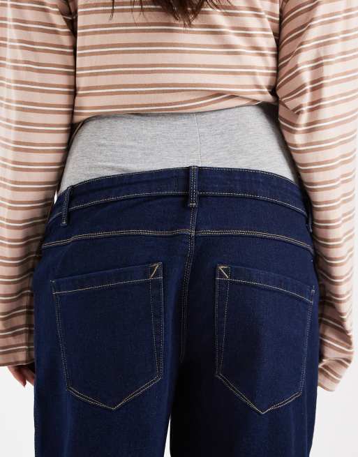 Only Maternity – Ciemnoniebieskie jeansy z szerokimi nogawkami i podwyższonym stanem, 4 z 5