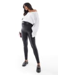 [Only Maternity] ONLY Maternity coated leggings in black 8 Black