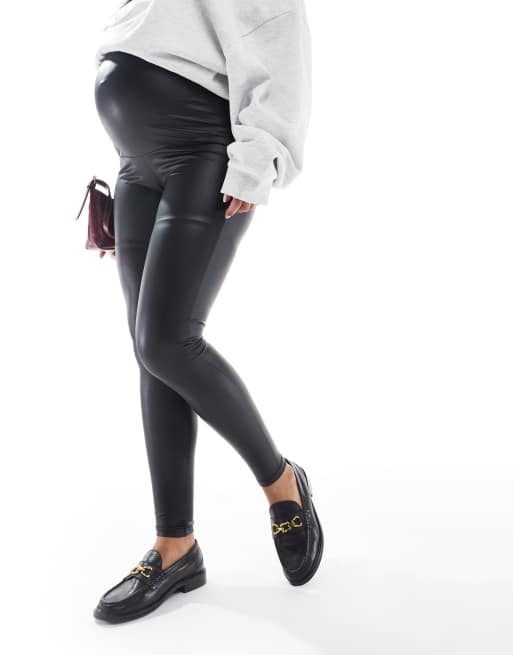 ONLY Maternity coated leggings in black ASOS