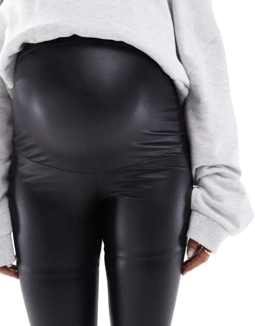 ONLY Maternity coated leggings in black ASOS
