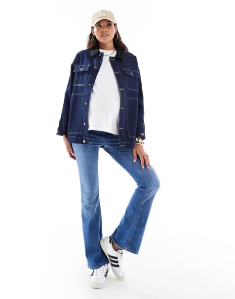ONLY Maternity flare jeans in mid blue - view 1