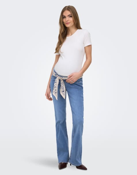 Only Maternity Flared fit jeans in light blue denim - view 1