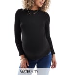 [Only Maternity] ONLY Maternity high neck lettuce edge top in black 8 Black