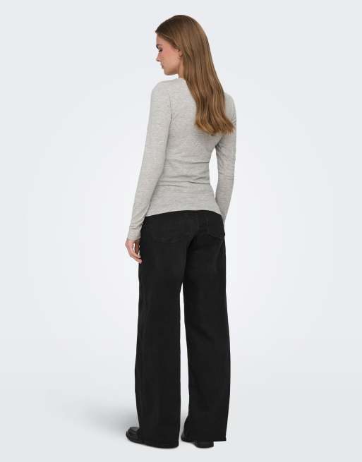ONLY Maternity - Jeans ampi nero slavato, 2 di 5