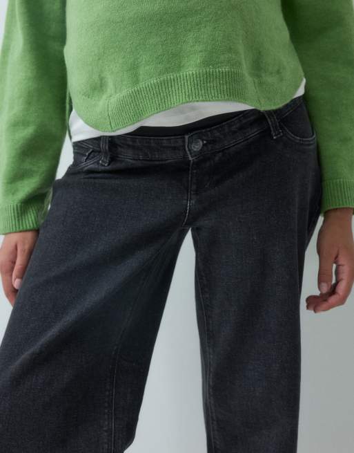 ONLY Maternity Juicy jeans med vida ben i svart, 3 av 5