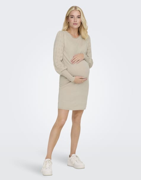 Only Maternity Knitted dress in pumice stone - view 1