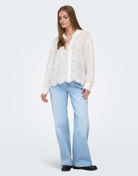 ONLY Maternity – Ljusblå jeans med bred passform - view 1