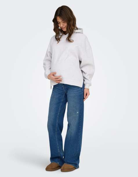 ONLY Maternity – Mellanblå jeans med vid passform - view 1