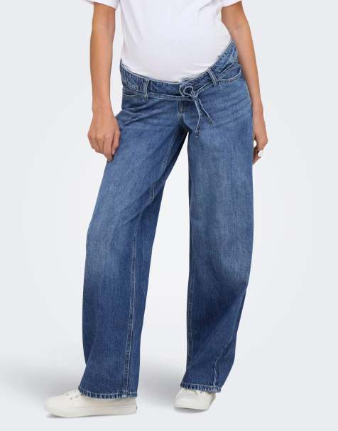ONLY Maternity - Mellemblå denimjeans med lige ben - view 1