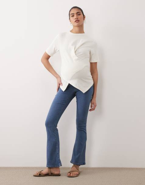 ONLY Maternity push-up flared jeans in mid blue - view 1