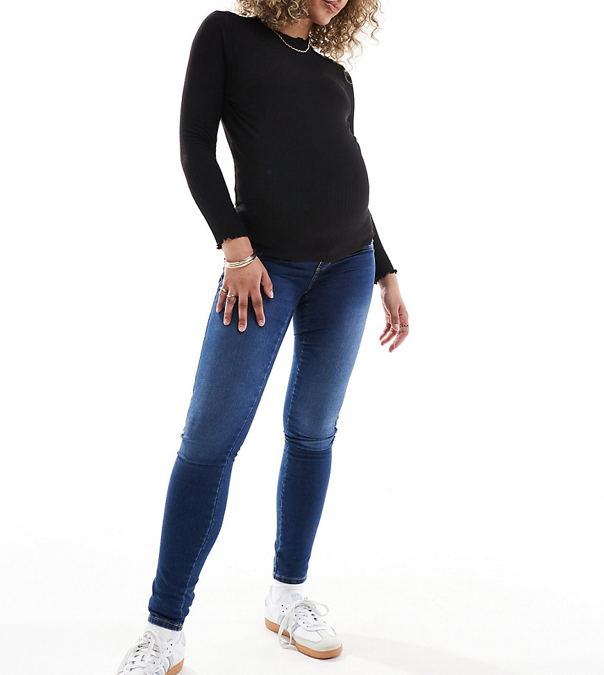 ONLY Maternity Royal skinny jeans in mid blue