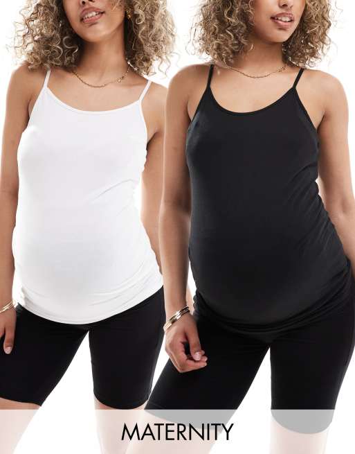ONLY Maternity - Set van 2 hemdjes in zwart en wit 