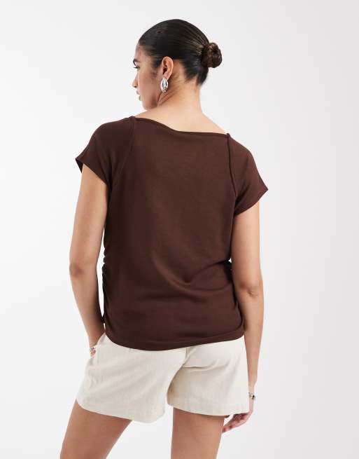 Only Maternity - Short en lin mélangé avec taille élastique - Beige, 5 de 5