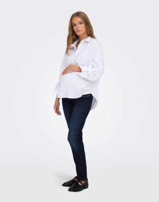 Only Maternity Only Maternity Skinny fit jeans in dark blue denim
