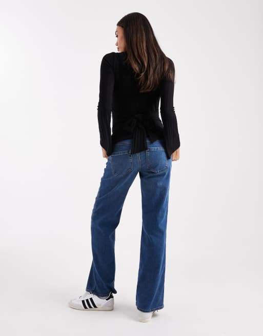 ONLY Maternity Snow high waist wide leg jeans in mid blue, 3 of 5