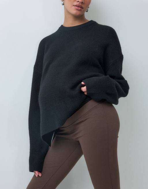ONLY Maternity stretchy flare pants in chocolate brown, 4 of 5