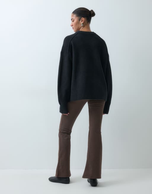 ONLY Maternity stretchy flare pants in chocolate brown, 5 of 5