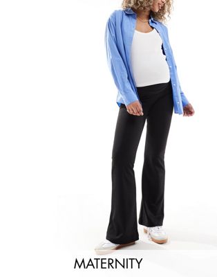 ONLY Maternity stretchy flared trousers in black