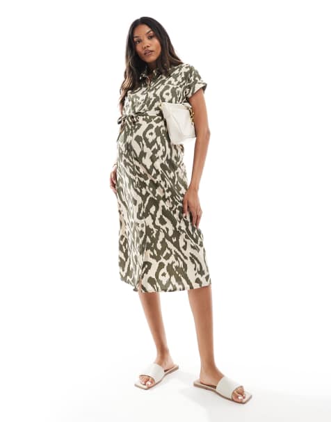 ONLY Maternity - Vestito camicia a maniche corte con stampa astratta - view 1