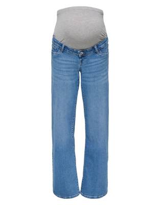 Only Maternity Only Maternity Wide-fit jeans in light blue denim