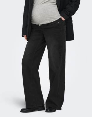Only Maternity Only Maternity Wide-fit jeans in washed black