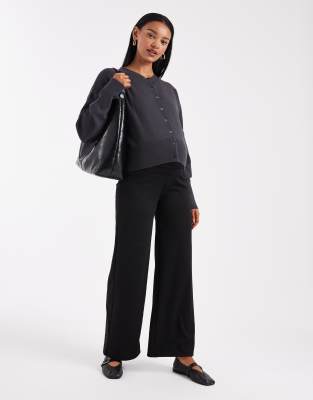 ONLY Maternity wide leg jersey trousers in black