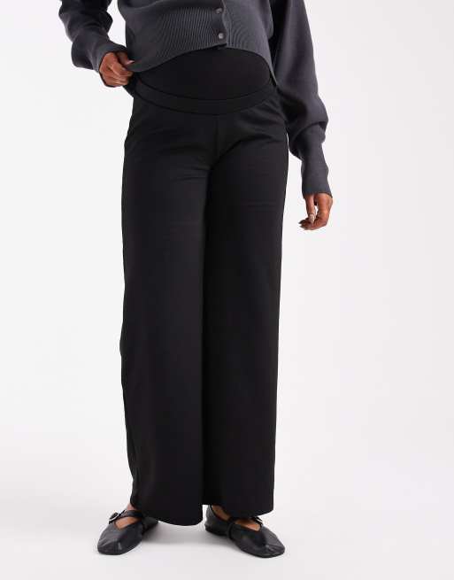 ONLY Maternity wide leg jersey trousers in black, 2 of 5