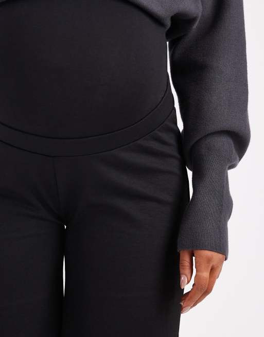 ONLY Maternity wide leg jersey trousers in black, 3 of 5