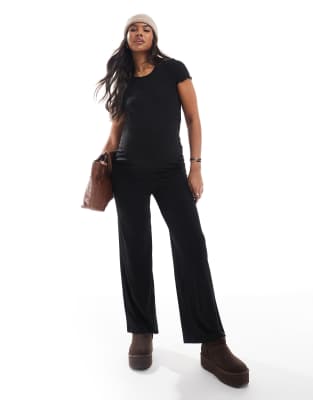 Only Maternity ONLY Maternity wide leg trousers in black