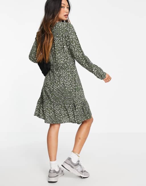 Only – Mattea – Langärmliges Minikleid in Olivgrün, 2 von 4