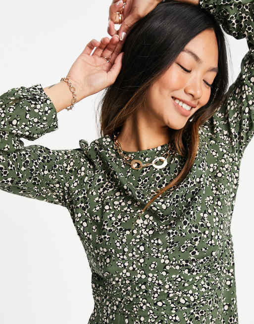Only – Mattea – Langärmliges Minikleid in Olivgrün, 3 von 4