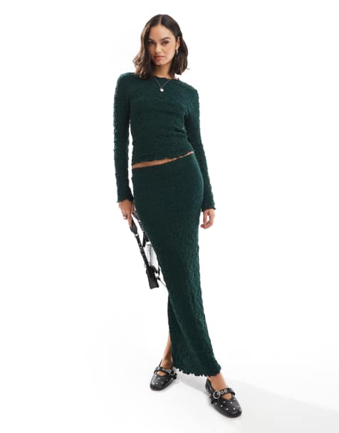ONLY - Maxi co-ord set met textuur in smaragdgroen - view 1