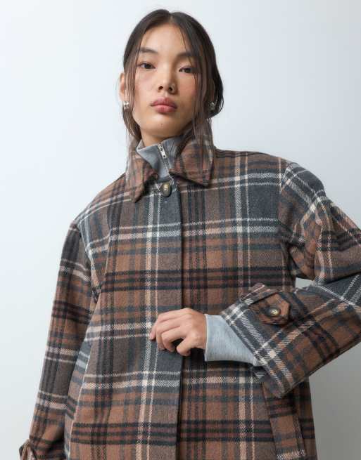 ONLY maxi coat in brown checks, 2 of 5