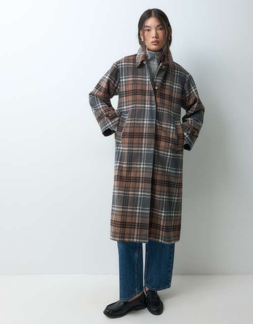 ONLY maxi coat in brown checks, 3 of 5