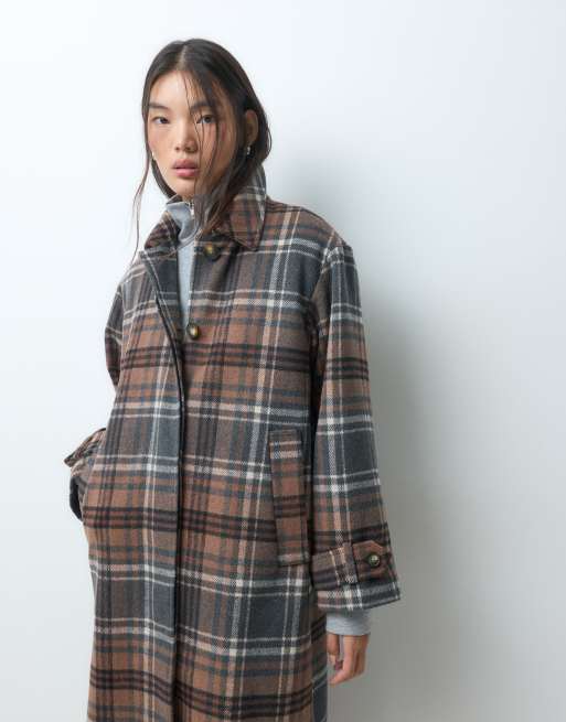 ONLY maxi coat in brown checks, 4 of 5