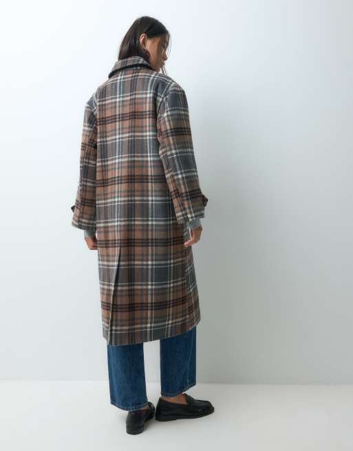 ONLY maxi coat in brown checks, 5 of 5